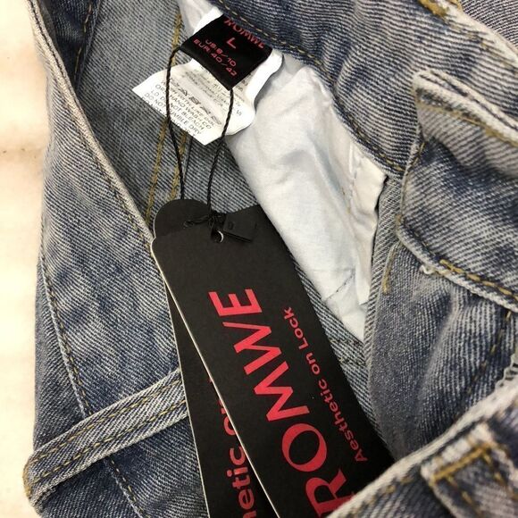 NWT Romwe new grunge wideleg jeans size 8-10 L - Picture 8 of 10
